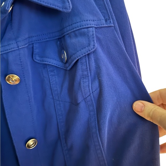 Gloria Vanderbilt Blue Denim Style Button Front Jacket Size L - Picture 2 of 10